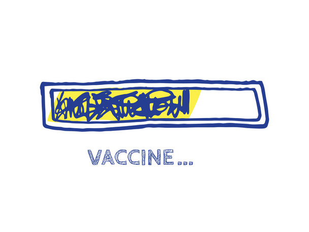 Vaccine Progress Bar Status.  Coming Soon Vector Hand Drawn Loader. Website Sketch Bar with Adjustable Fill Part. Infographic Element with 90% Complete Indicator. Remedy Invention Illustration. - Vector, Image