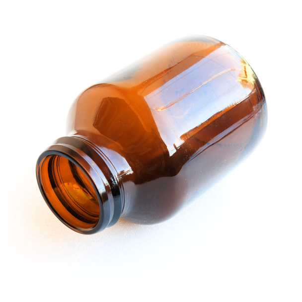 frasco de medicina de vidro marrom velho isolado no branco
 - Foto, Imagem