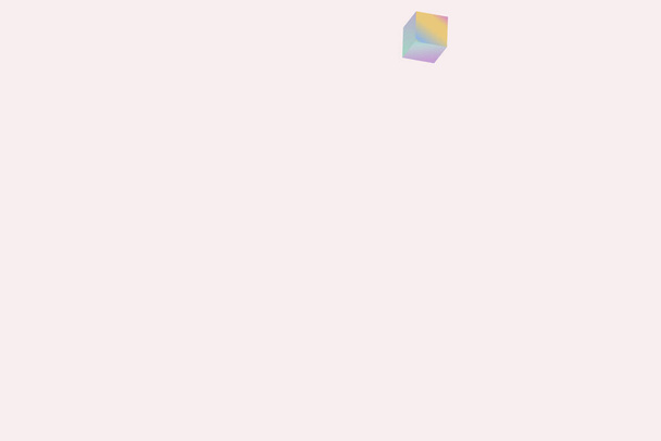 ホロ・コンフェッティ。分離ホログラフィックキューブ粒子。メタリックテクスチャの誕生日カード。混沌としたConfettiの背景。フォイル・ボーダー。幾何学的記念日カード。ベクトル・スクエア・ボーク。虹彩の背景. - ベクター画像