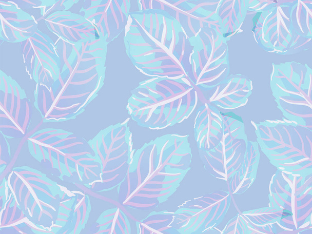 Repeated Spring Peony Wallpaper. Summer Textile Design. Painted English Rose Leaf Patterns Collection. Rose Leaves Seamless Pattern. Aqua Menthe and Green Romantic Botanical Vector Background. - Vector, Image