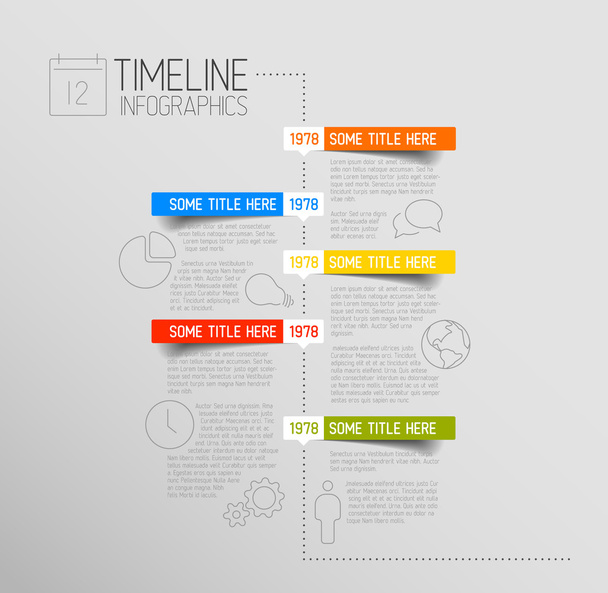 Modelo de relatório da linha do tempo do infográfico com etiquetas arredondadas
 - Vetor, Imagem