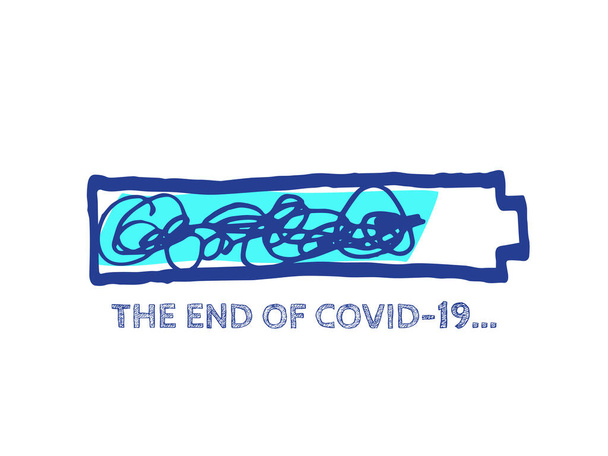 COVID-19 vektorin käsin piirretty laturi. Infografinen elementti 90% Täydellinen ilmaisin. Karanteenikuvitus. Koronaviruksen edistymispalkin tilan päättyminen. Verkkosivusto Sketch Bar säädettävä täyttö osa. - Vektori, kuva