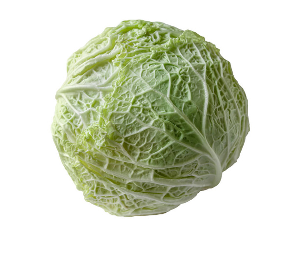 head of savoy cabbage isolated on white - Photo, Image