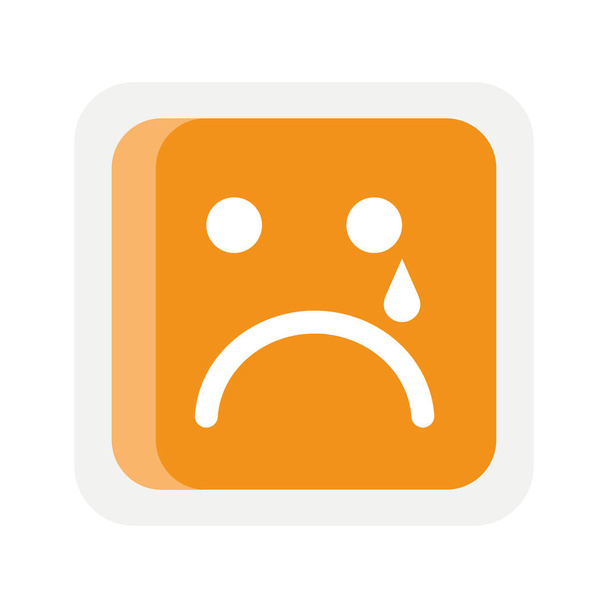 orange emoji square crying face icon - Vector, Image