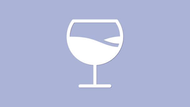 Белое вино стекло икона изолированы на фиолетовом фоне. Знак "Винное стекло". Видеографическая анимация 4K - Кадры, видео