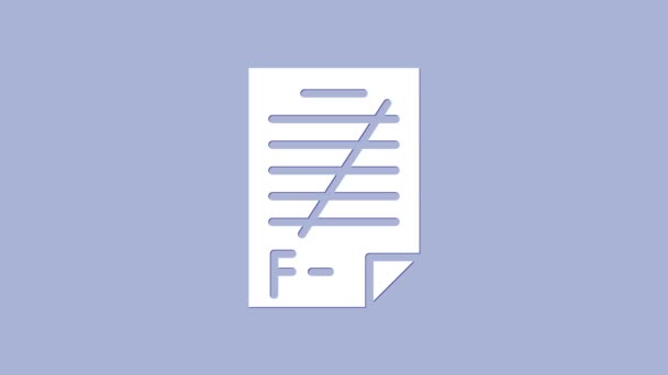 Fehér vizsga papír helytelen válaszokat felmérés ikon elszigetelt lila háttér. Rossz jel a teszteredményekre. 4K Videó mozgás grafikus animáció - Felvétel, videó