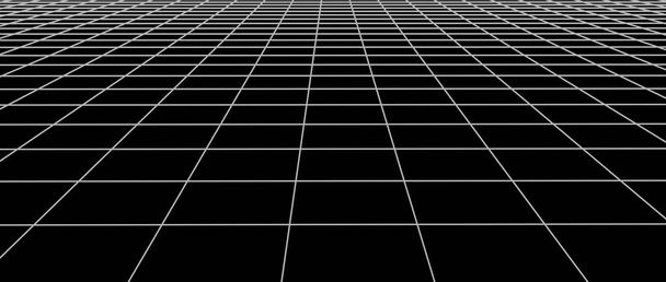 Panorama astratto wireframe. Griglia prospettica vettoriale su sfondo scuro. illustrazione vettoriale. - Vettoriali, immagini
