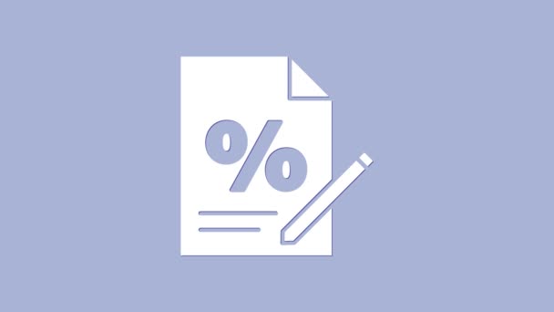 Icona del documento White Finance isolata su sfondo viola. Documento bancario cartaceo per il concetto di fattura o fattura. Animazione grafica 4K Video motion - Filmati, video