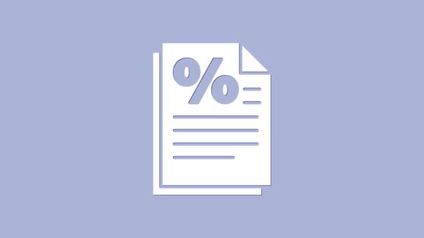 Weißes Finanzdokument auf violettem Hintergrund. Papierdokument für Rechnung oder Rechnungskonzept. 4K Video Motion Grafik Animation - Filmmaterial, Video