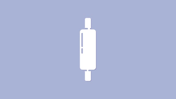Icono de rodillo blanco aislado sobre fondo púrpura. Animación gráfica de vídeo 4K - Metraje, vídeo