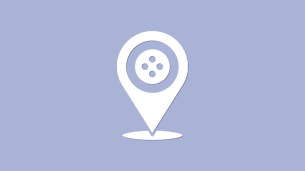 White Location tailor shop icoon geïsoleerd op paarse achtergrond. 4K Video motion grafische animatie - Video