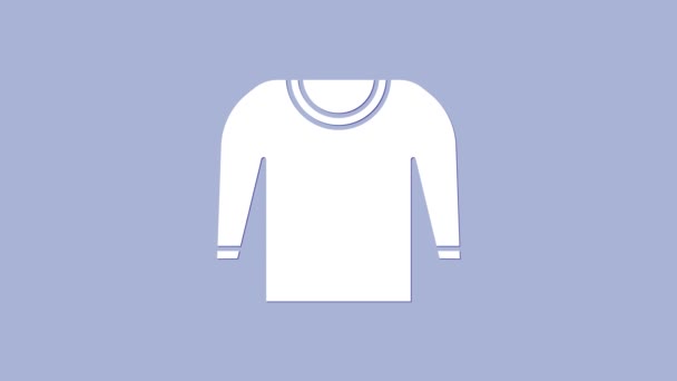 Weißes Sweater-Symbol isoliert auf lila Hintergrund. Pullover-Symbol. 4K Video Motion Grafik Animation - Filmmaterial, Video