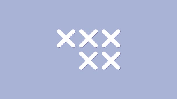Wit Verstelbaar borduurraam pictogram geïsoleerd op paarse achtergrond. Draad en naald voor borduurwerk. 4K Video motion grafische animatie - Video