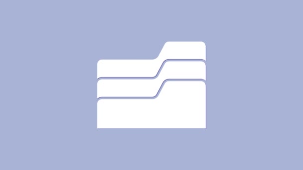 Icono de carpeta Documento blanco aislado sobre fondo púrpura. Símbolo de encuadernación contable. Dirección de contabilidad. Animación gráfica de vídeo 4K - Imágenes, Vídeo