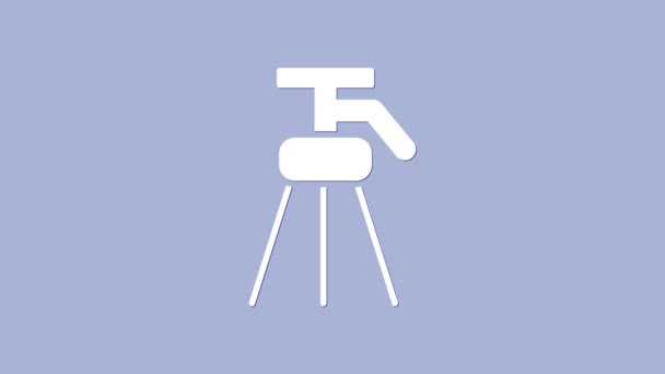 Weißes Stativsymbol isoliert auf violettem Hintergrund. 4K Video Motion Grafik Animation - Filmmaterial, Video
