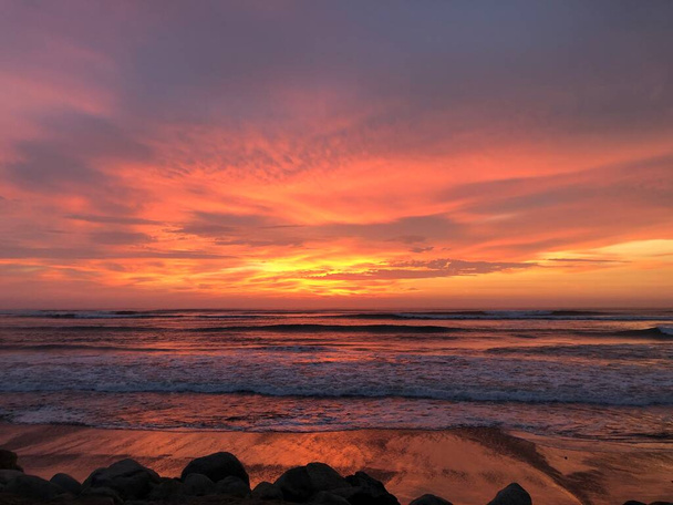 Zachód słońca en la playa - Zdjęcie, obraz