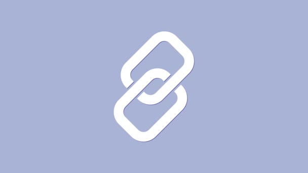 Biały łańcuch ikona odizolowany na fioletowym tle. Połączenie pojedyncze. Symbol łańcucha hiperłącza. 4K Animacja graficzna ruchu wideo - Materiał filmowy, wideo