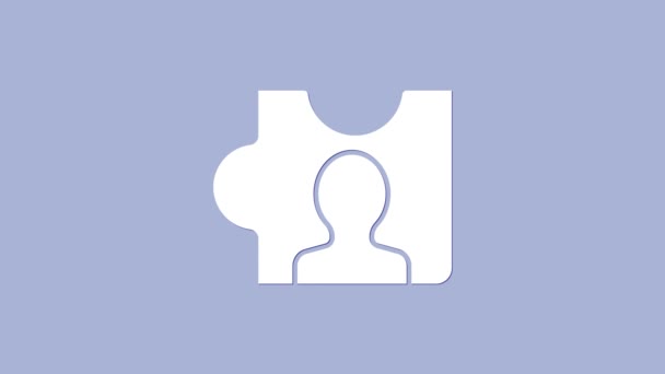 Біла ікона полювання на голови ізольована на фіолетовому тлі. Призначення бізнесу або знак зайнятості. Людський ресурс і вербування для бізнесу. 4K Відеографічна анімація - Кадри, відео