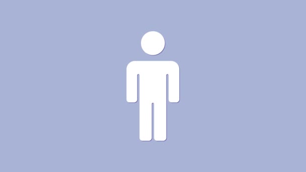 Witte gebruiker van de mens pictogram geïsoleerd op paarse achtergrond. Zakelijk avatar symbool gebruikersprofiel pictogram. Een mannelijk gebruikersteken. 4K Video motion grafische animatie - Video