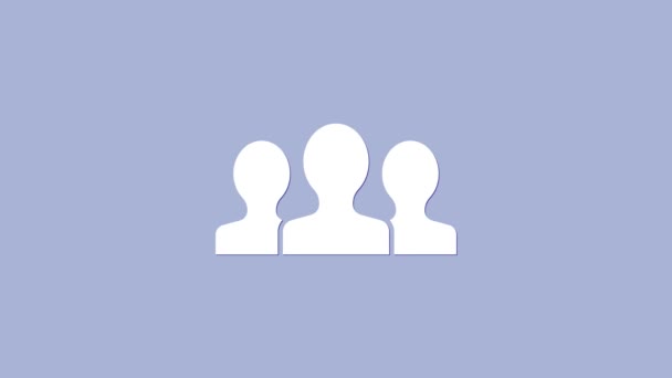 Fehér felhasználók csoport ikon elszigetelt lila háttér. Emberek csoportja ikon. Üzleti avatar szimbólum - felhasználói profil ikon. 4K Videó mozgás grafikus animáció - Felvétel, videó