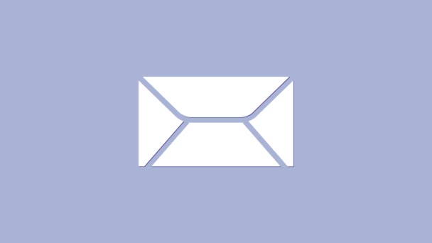 Λευκό εικονίδιο φακέλων απομονωμένο σε μωβ φόντο. Email σύμβολο γράμμα μήνυμα. 4K Γραφική κίνηση κίνησης βίντεο - Πλάνα, βίντεο