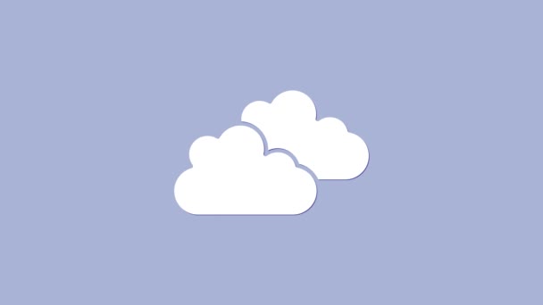 紫色の背景に分離されたホワイトクラウドアイコン。4Kビデオモーショングラフィックアニメーション - 映像、動画