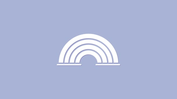 Icona arcobaleno bianco isolato su sfondo viola. Animazione grafica 4K Video motion - Filmati, video