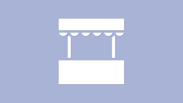 White Ticket Kasse Symbol isoliert auf lila Hintergrund. Ticketstand für den Verkauf von Eintrittskarten für Attraktionen und Sport. 4K Video Motion Grafik Animation - Filmmaterial, Video