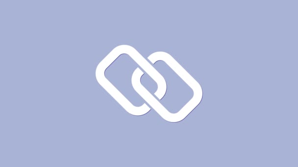 Fehér Lánc link ikon elszigetelt lila háttér. Egyedülálló kapcsolat. Hyperlink lánc szimbólum. 4K Videó mozgás grafikus animáció - Felvétel, videó