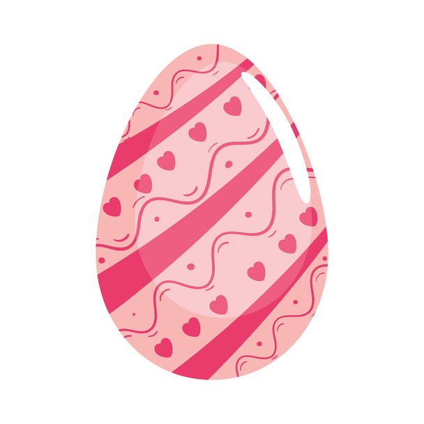 boldog húsvét rózsaszín tojás festett szívvel - Vektor, kép