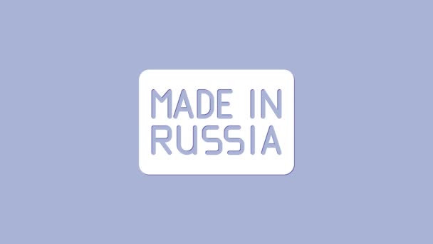 White Made in Russia εικόνα που απομονώνεται σε μωβ φόντο. 4K Γραφική κίνηση κίνησης βίντεο - Πλάνα, βίντεο