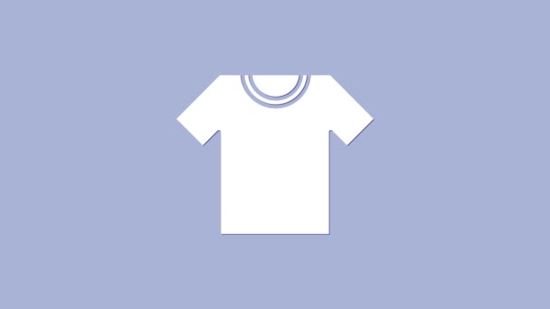 Wit T-shirt pictogram geïsoleerd op paarse achtergrond. 4K Video motion grafische animatie - Video