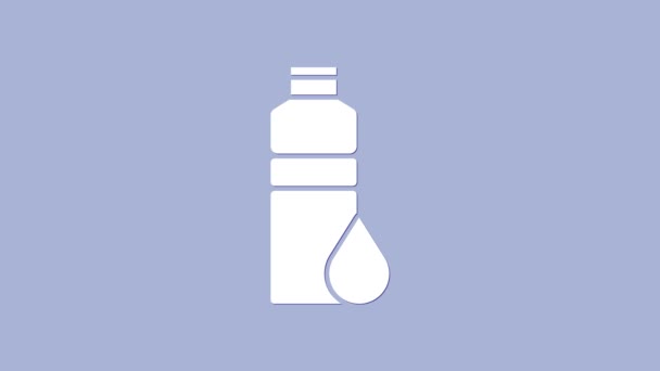 Иконка белого шейкера на фиолетовом фоне. Спортивный шейкер с крышкой для воды и протеиновых коктейлей. Видеографическая анимация 4K - Кадры, видео