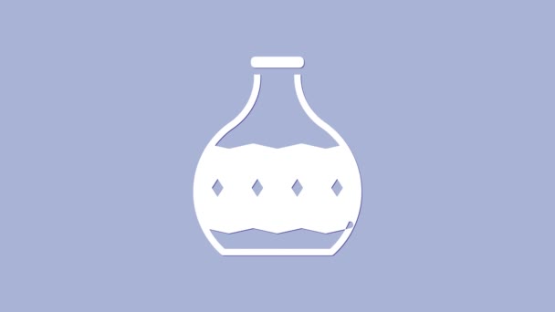 Icône de bouteille de tequila blanche isolée sur fond violet. Boisson mexicaine. Animation graphique de mouvement vidéo 4K - Séquence, vidéo