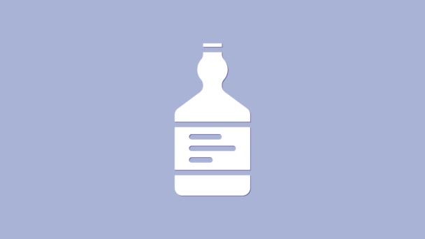 紫色の背景に分離された白いテキラボトルのアイコン。メキシコのアルコール飲料。4Kビデオモーショングラフィックアニメーション - 映像、動画