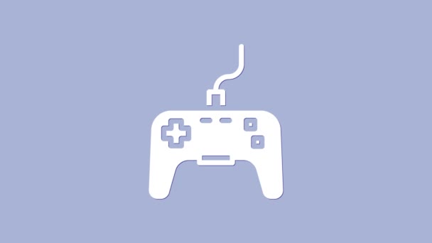 Witte Gamepad pictogram geïsoleerd op paarse achtergrond. Spelregelaar. 4K Video motion grafische animatie - Video