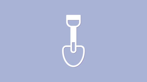 Ícone de brinquedo White Shovel isolado no fundo roxo. Animação gráfica em movimento de vídeo 4K - Filmagem, Vídeo