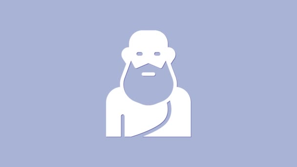 Icona Socrate bianco isolato su sfondo viola. Sokrat antico greco Athenes antica filosofia. Animazione grafica 4K Video motion - Filmati, video