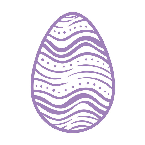 feliz temporada de Pascua color lila huevo pintado estilo de línea - Vector, Imagen