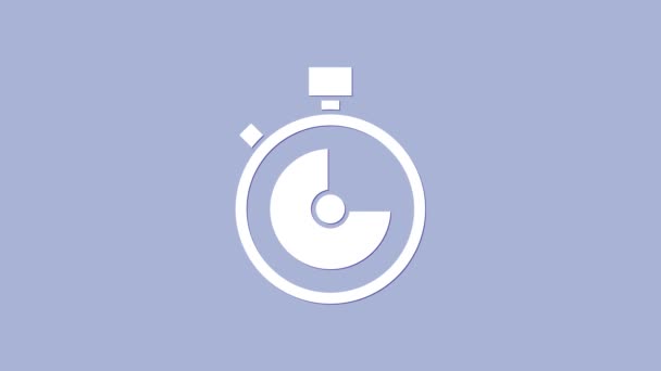 Λευκό Stopwatch εικονίδιο απομονώνονται σε μωβ φόντο. Χρονόμετρο. Χρονόμετρο. 4K Γραφική κίνηση κίνησης βίντεο - Πλάνα, βίντεο