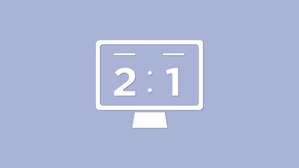 Weiße Sport-Anzeigetafel und Ergebnisanzeige-Symbol isoliert auf violettem Hintergrund. 4K Video Motion Grafik Animation - Filmmaterial, Video