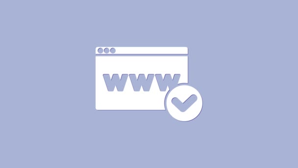 Icono de plantilla de sitio web blanco aislado sobre fondo púrpura. Protocolo de comunicación por Internet. Animación gráfica de vídeo 4K - Metraje, vídeo