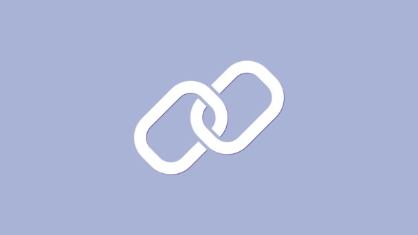 Fehér Lánc link ikon elszigetelt lila háttér. Egyedülálló kapcsolat. Hyperlink lánc szimbólum. 4K Videó mozgás grafikus animáció - Felvétel, videó