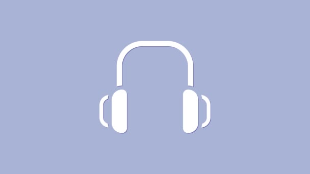 Fones de ouvido de inverno branco ícone isolado no fundo roxo. Sinal de auriculares. Animação gráfica em movimento de vídeo 4K - Filmagem, Vídeo