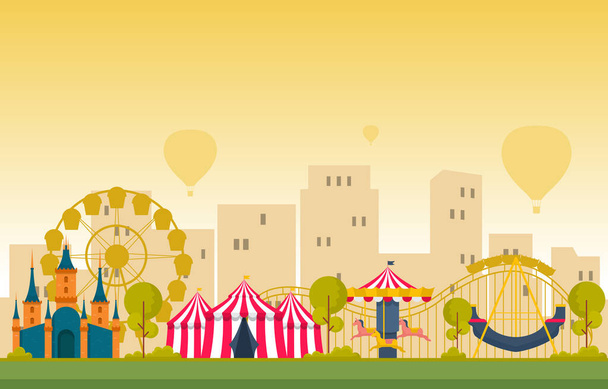 Parque de diversões do carrossel do circo ilustração feliz do feriado - Vetor, Imagem