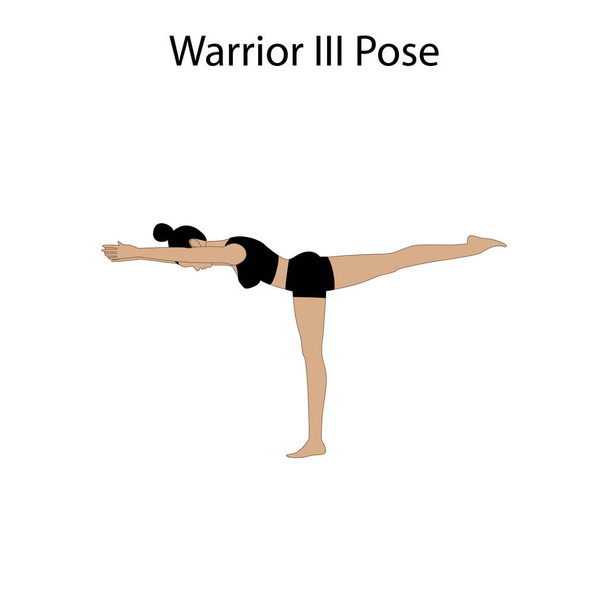 Válečník III Pose jóga cvičení na bílém pozadí. Vektorová ilustrace - Vektor, obrázek