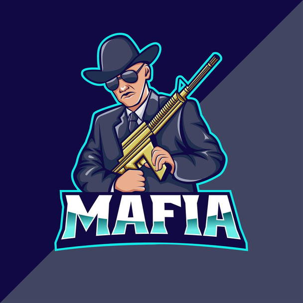 plantilla de logotipo de la mascota de la mafia. perfecto para el logotipo del equipo, mercancía, etc. - Vector, Imagen