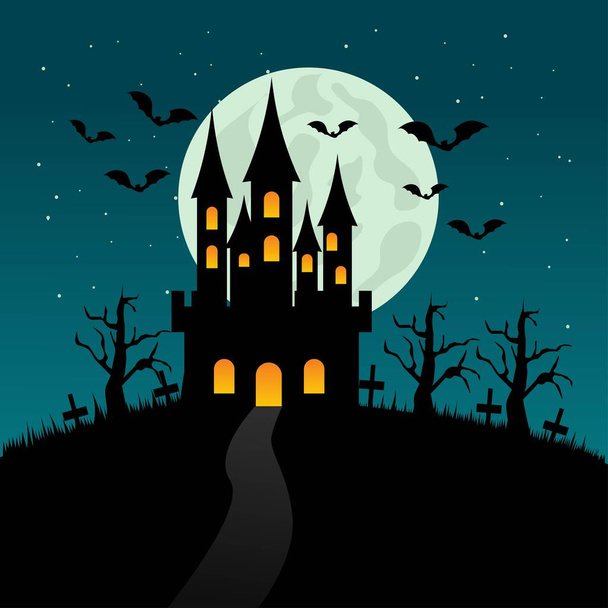 Halloween haunted castle. vector illustration - Vector, Image