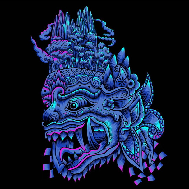 Barong Balinese Mask Illustration - Vector, Image
