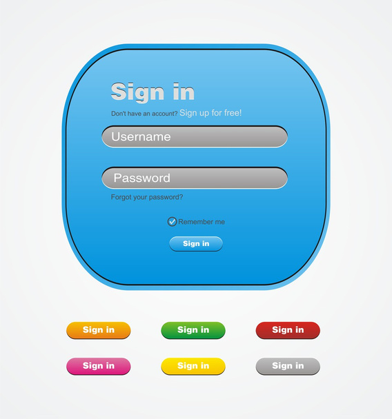 Blue sign in web form - Διάνυσμα, εικόνα